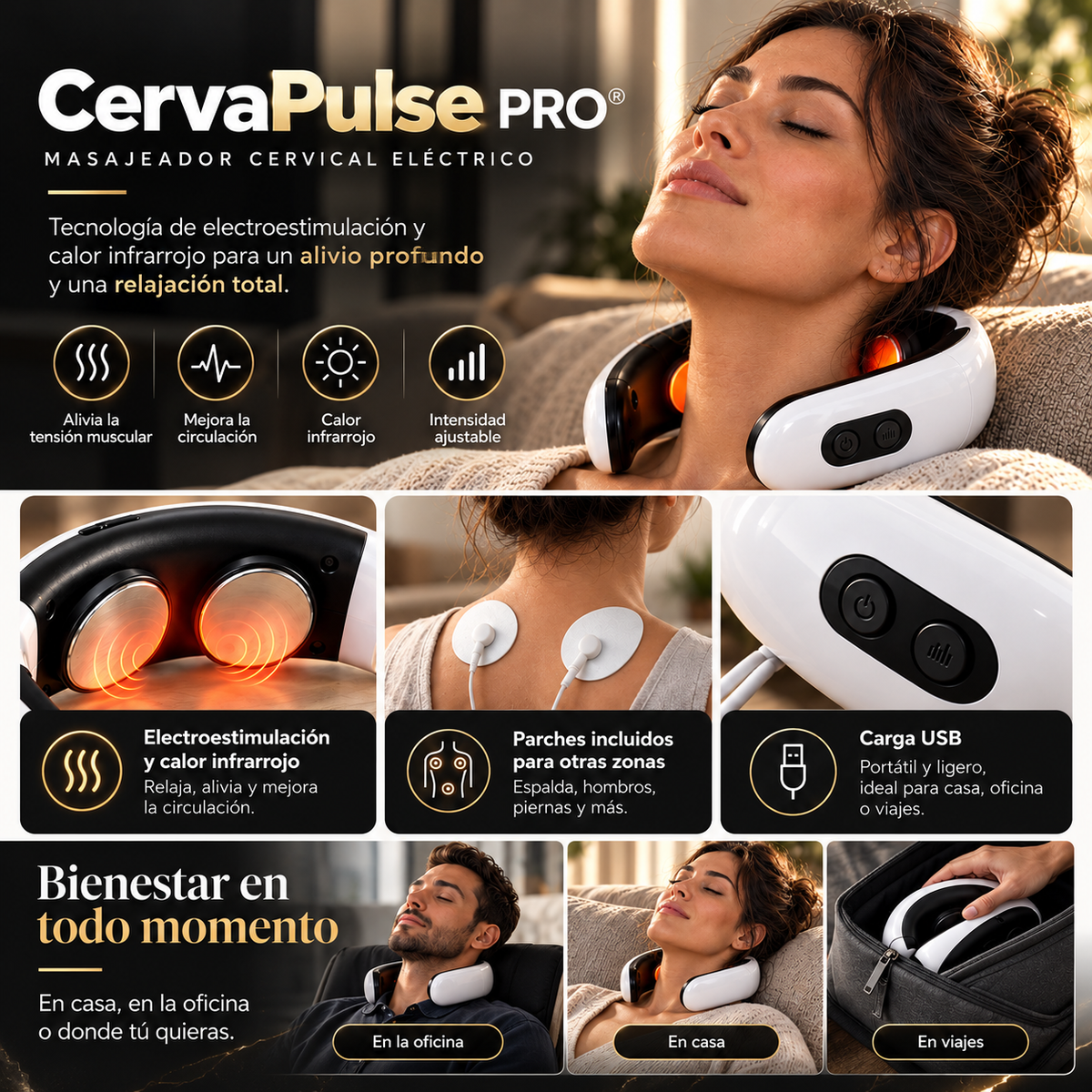 CervaPulse PRO® Masajeador Cervical Eléctrico