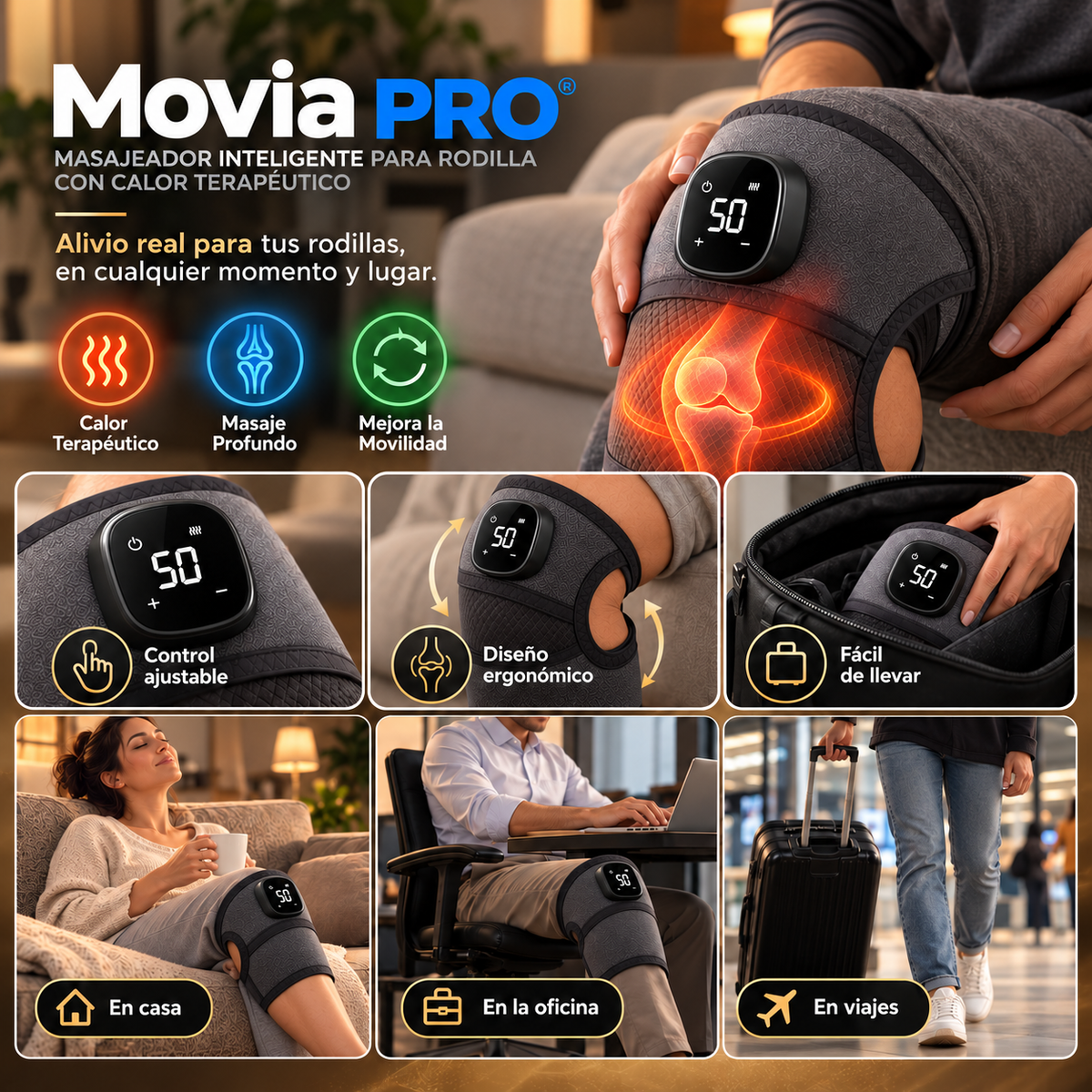 Rodillera Movia PRO®     Masajeador de Rodillas Terapéutico